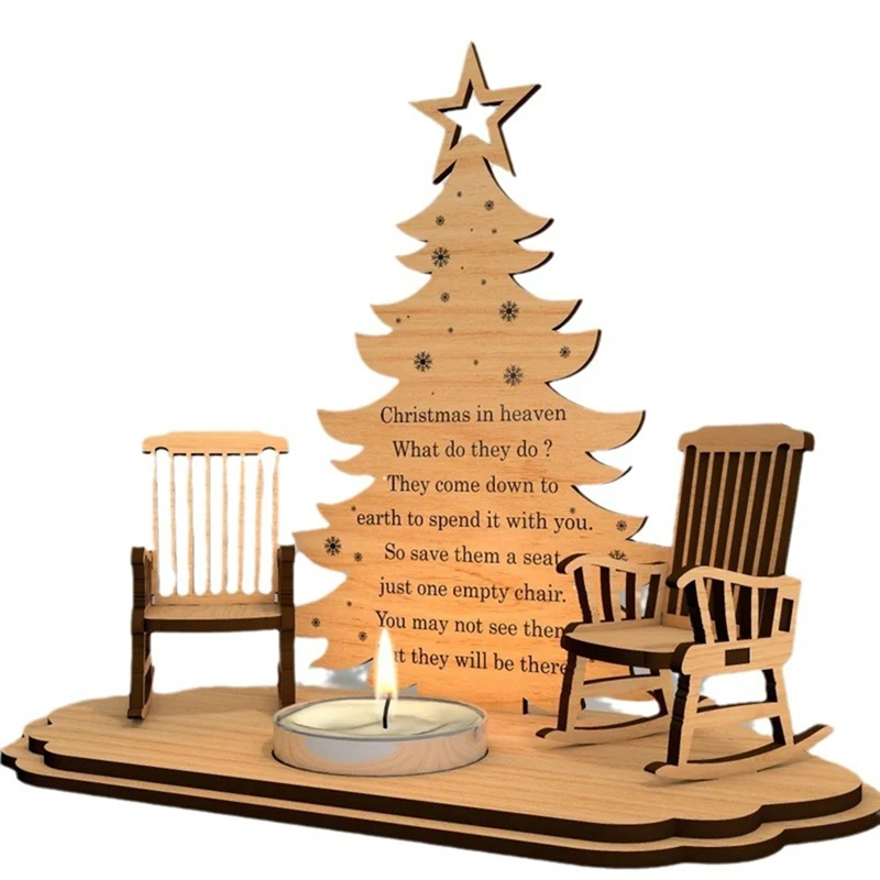 Christmas Remembrance Candle Holder To Remember Loved Wooden Rocking Chair Candle Holder Christmas In Heaven Memorial