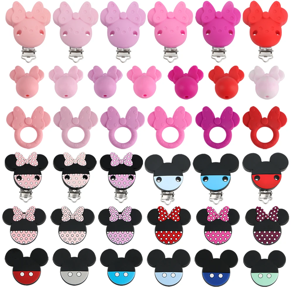 

Silicone Clips Beads Teether Cartoon Mouse For Jewelry Making Baby Toys DIY Pacifier Chain Necklace Jewelry Accessories