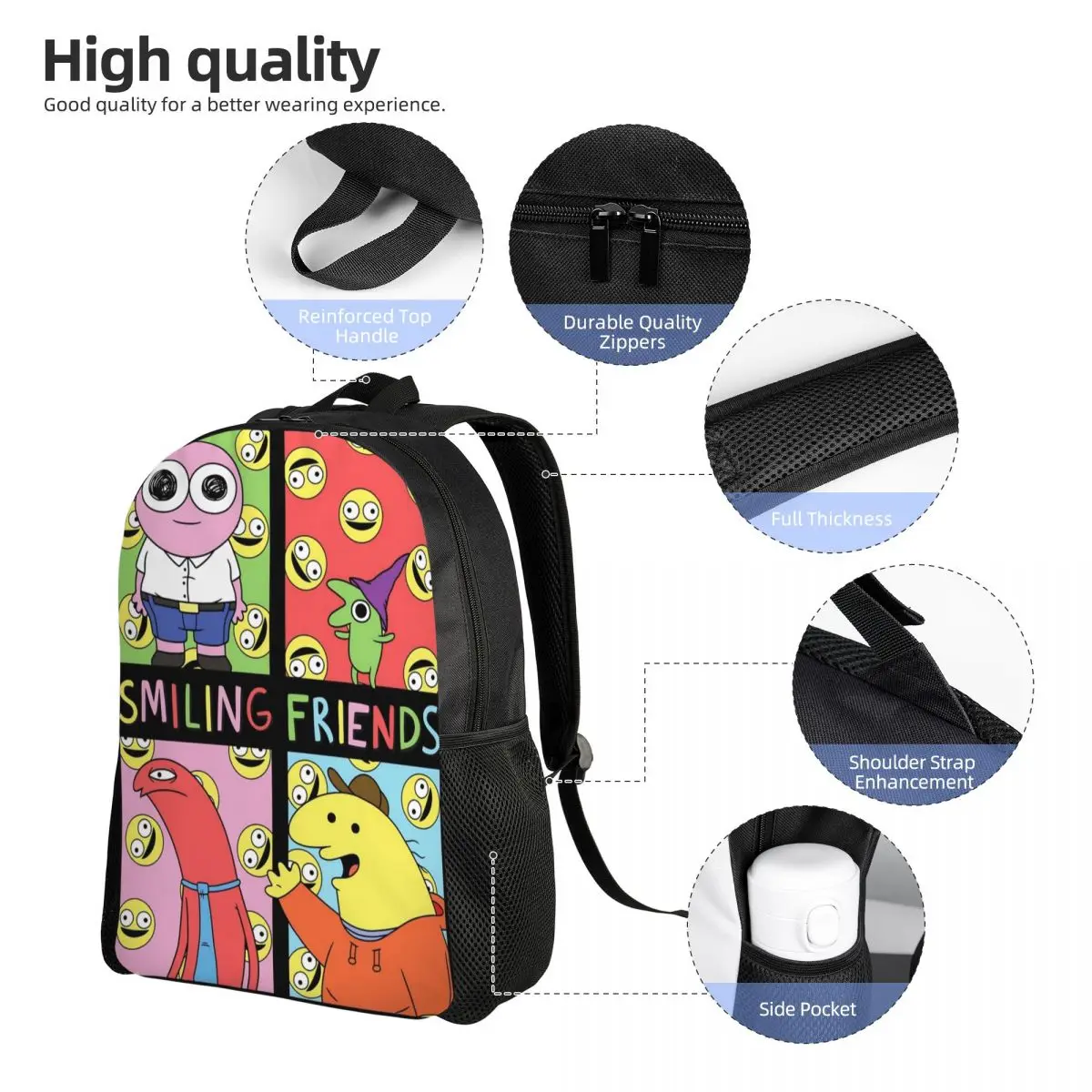 Smiling Friends Cartoon Little Kid Backpack for Boys Girls Toddler Cartoon Kindergarten Backpacks School Bag