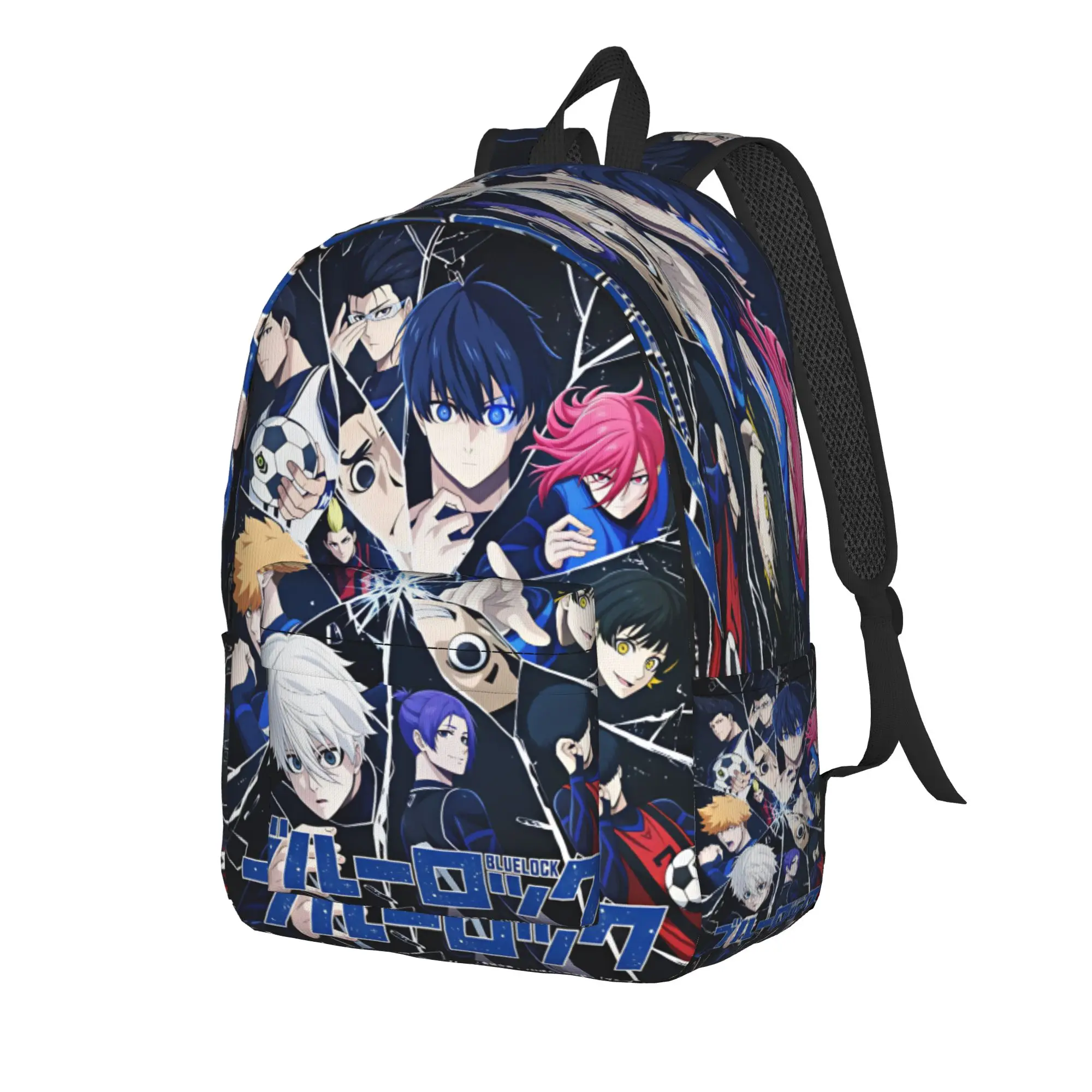 Anime Blue Locks Backpack Male  Breathable Backpacks Polyester Kawaii High School Bags Trekking Colorful Rucksack
