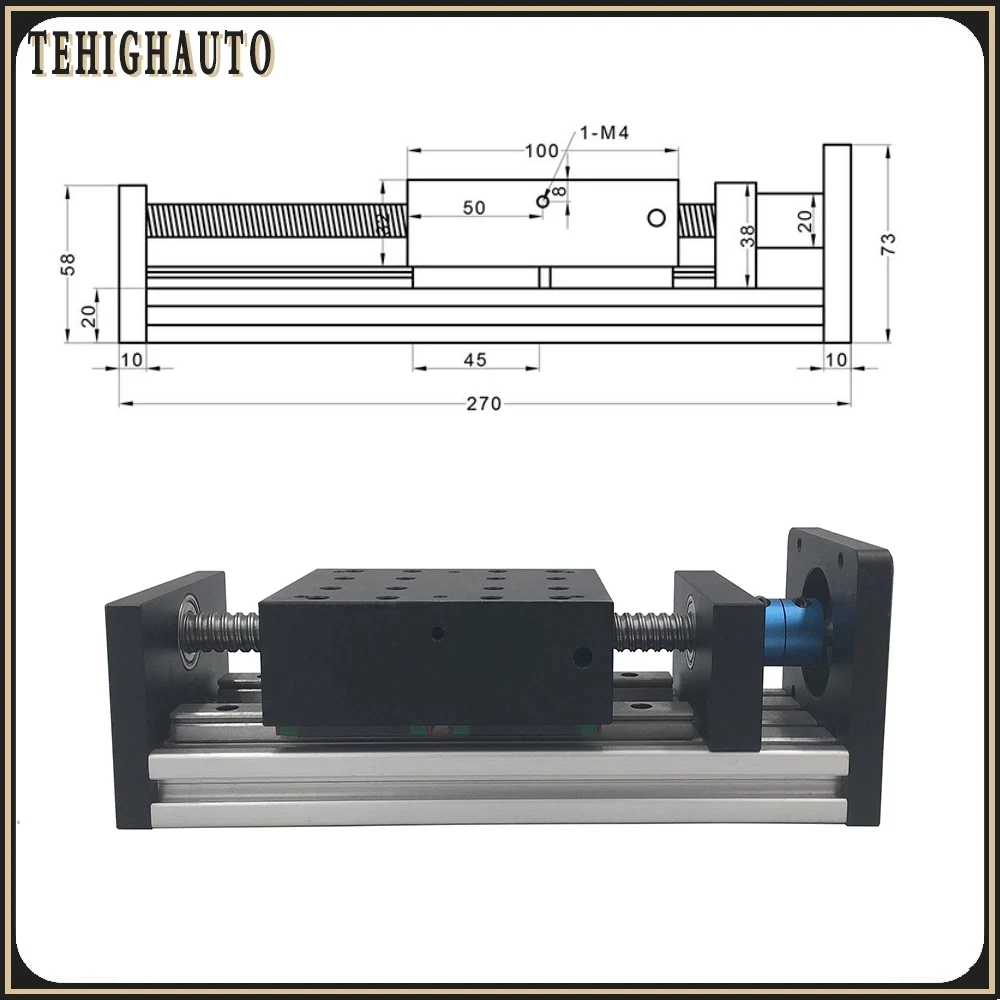 Carril guía lineal cuadrado doble de etapa de movimiento, 4 Uds., deslizadores, tornillo de bola SFU 1204/1605/1610, Motor paso a paso Nema 23, carrera de 100-500mm
