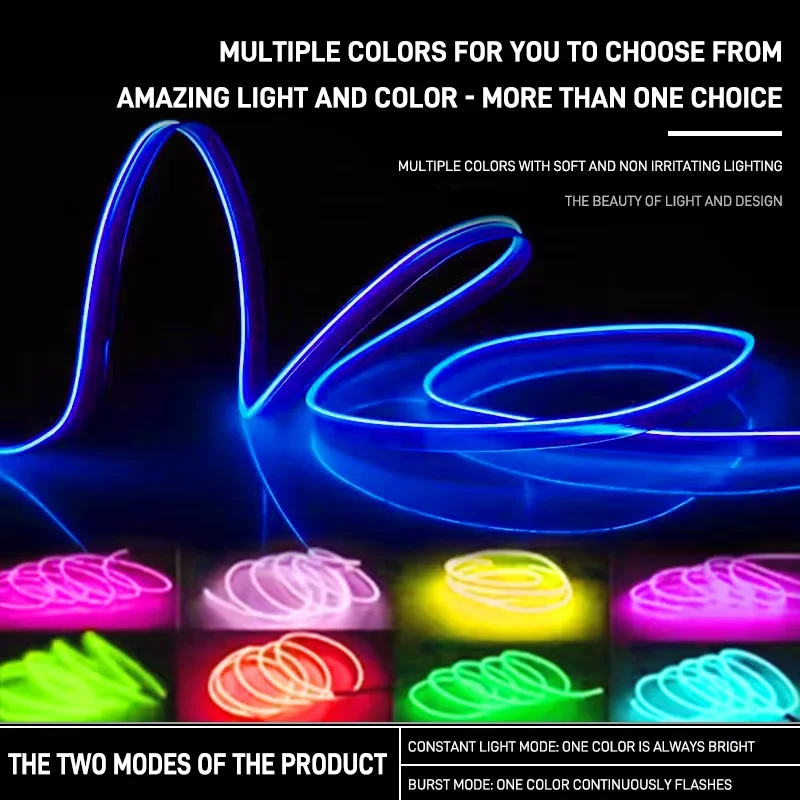 

DIY Car Ambient LED Lighting Strip 5M - Flexible USB-Powered Multicolor Atmosphere Decoration for Auto Interior