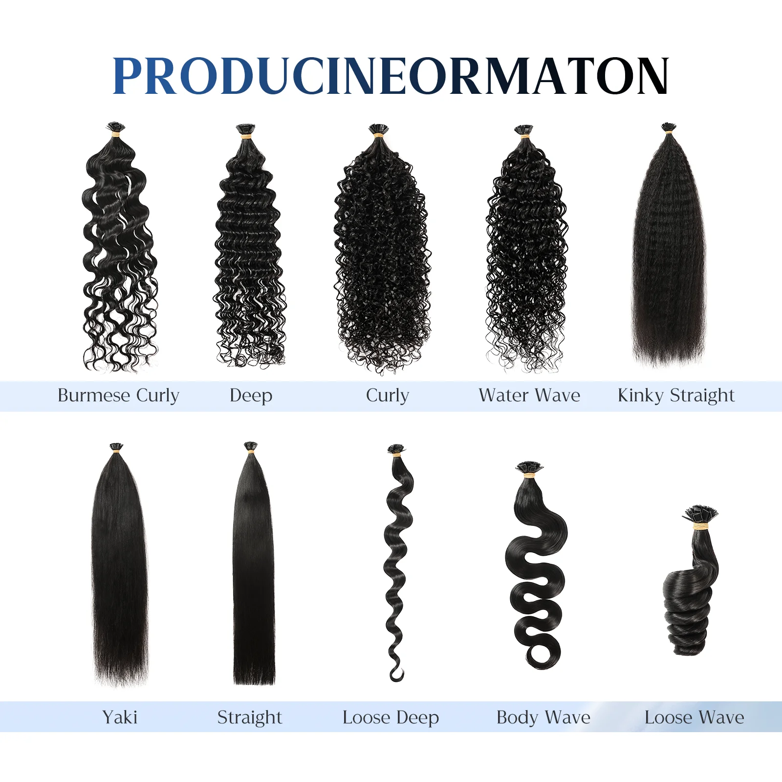 مجعد طرف مسطح وصلات شعر شعر الإنسان موجة المياه قبل المستعبدين طرف مسطح وصلة إطالة شعر طبيعي وقح مجعد الكيراتين الانصهار الشعر #6