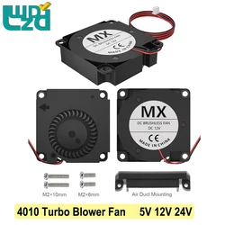 2 szt. Dmuchawy dmuchawy 4010 Turbo 5V 12V 24V turbodoładowany wentylator wentylator wyciągowy dla końcówka 3 Ender5 CR10 procesor komputera drukarka 3D