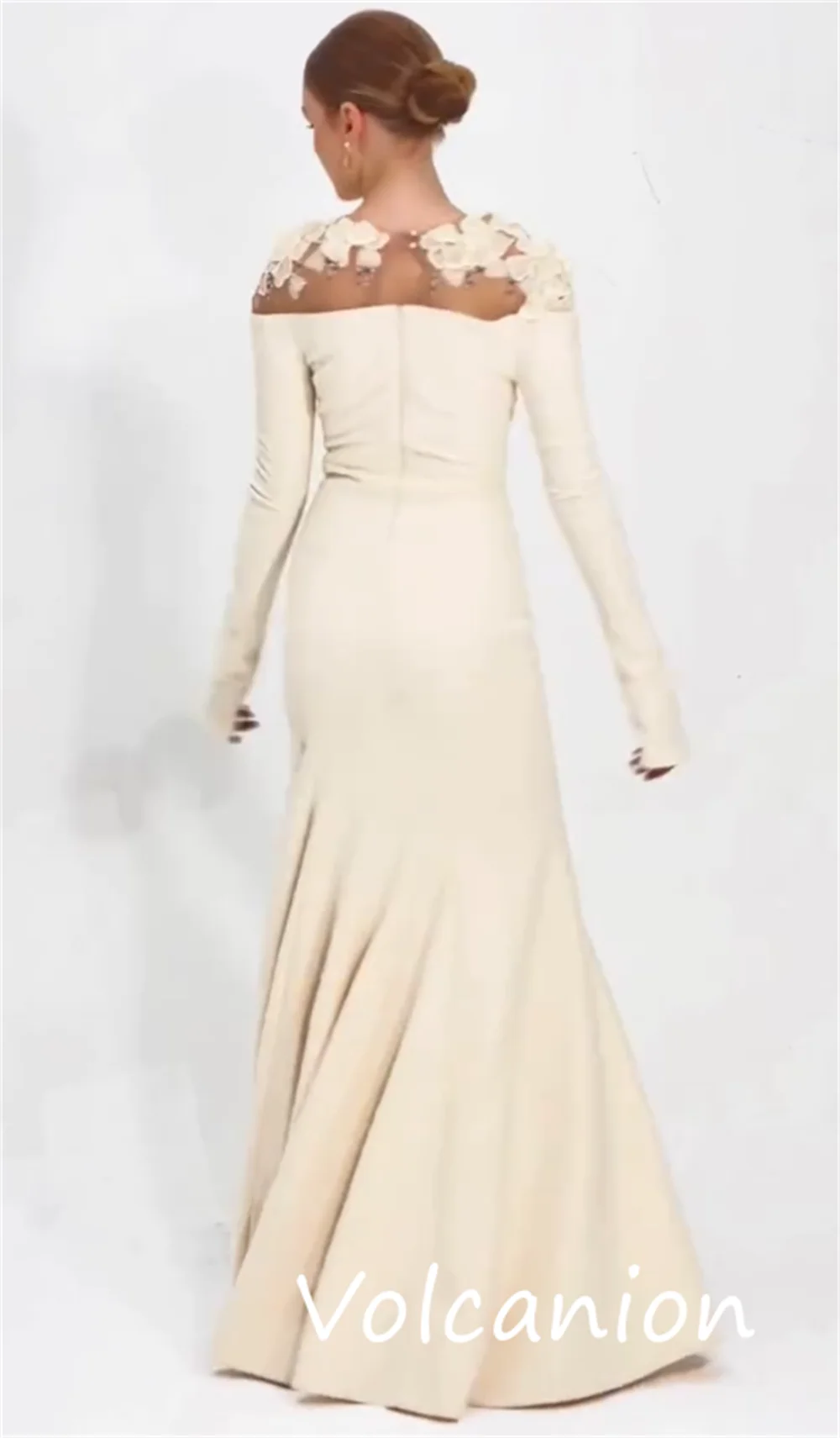 Customized Fashion Elegant Jersey Flower Pleat A-line Scoop Neck Long Dresses Bespoke Occasion Classic Casual image 2