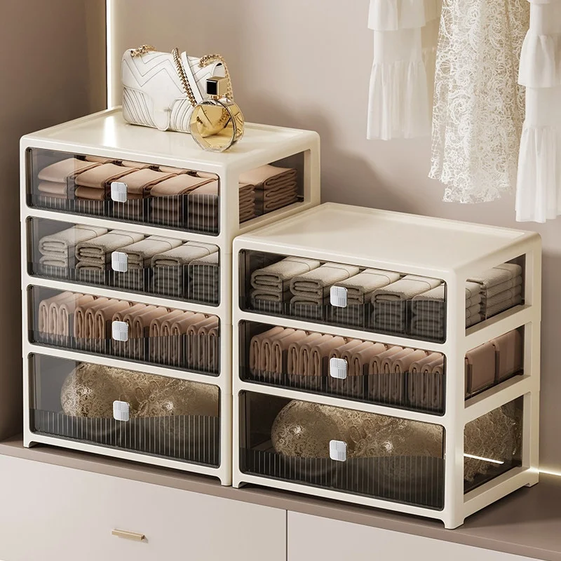 Desktop storage box, office, bedroom, drawer-style, cream color, household, bedroom, underwear organizing box