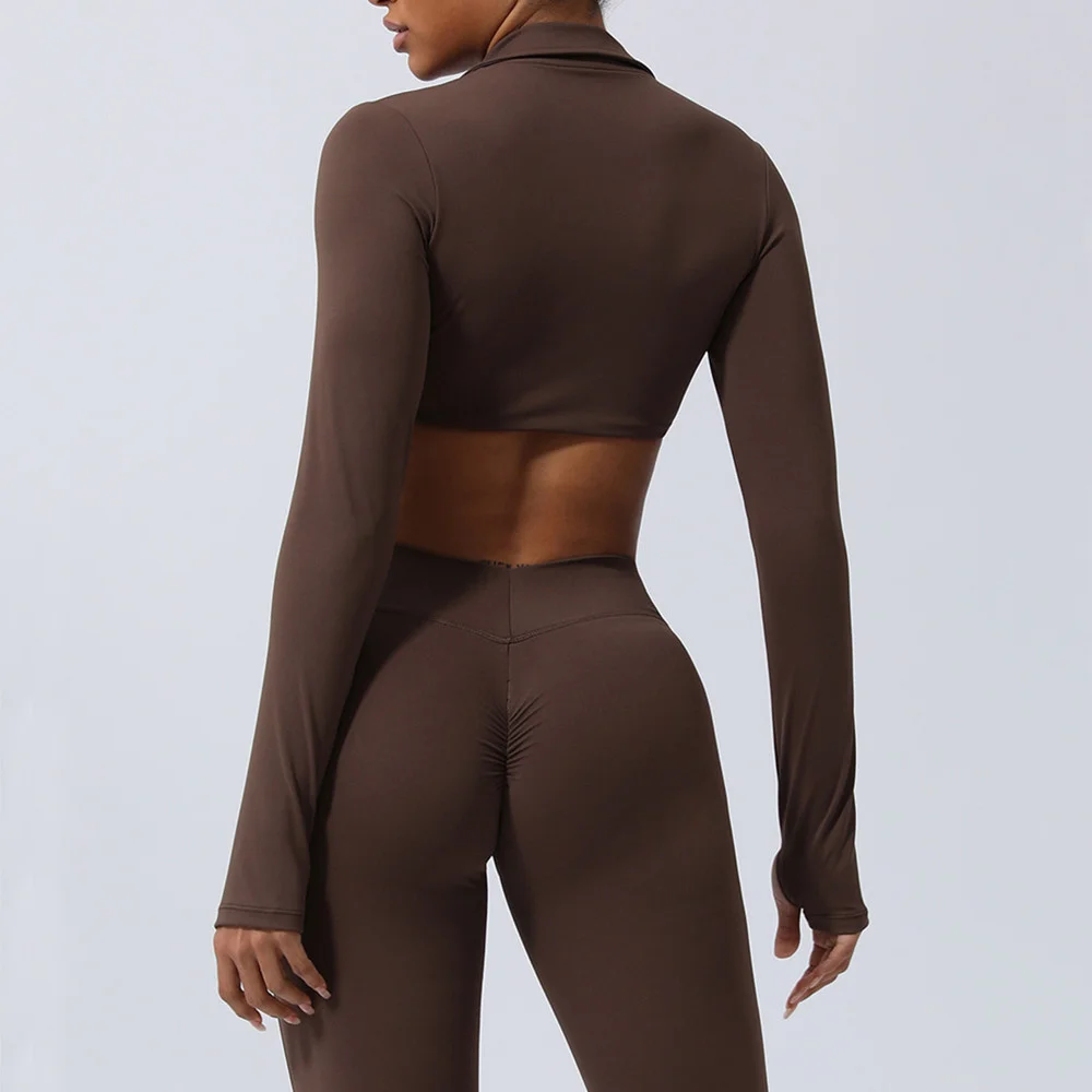1/2PCS Pad Damski dres do jogi Zestaw do ćwiczeń Odzież sportowa Siłownia Fitness Długi rękaw Crop Top Legginsy z wysokim stanem Sportowe