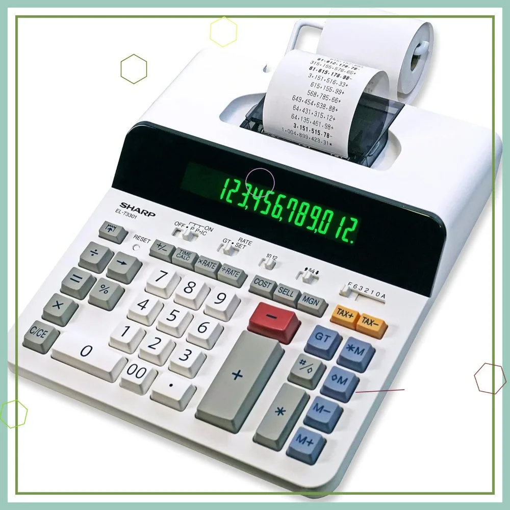 

12-Digit Printing Calculator with Large Display, Fast Thermal Printer, No Ink Needed, Full Keyboard for Easy Use