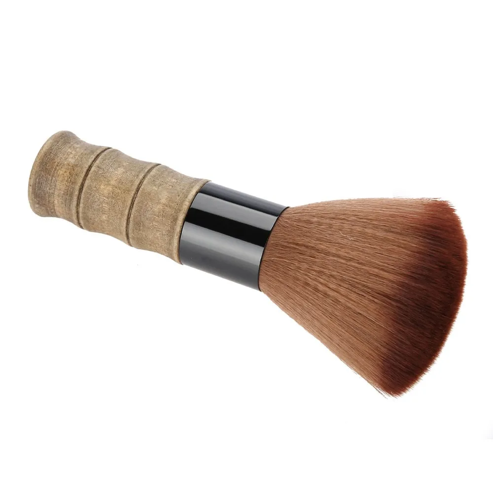 Soft Nylon Fiber Neck Duster Brush Wooden Handle Durable Barber Face Duster Professional Hair Styling Brush Salon Use