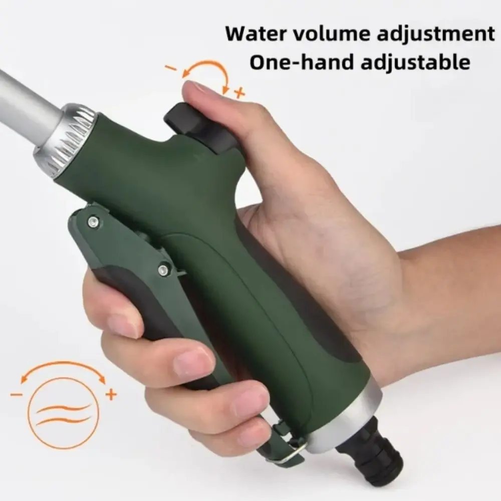 

Long Handle Garden Hose Spray Showerhead Comfortable Grip 5 Spray Patterns Adjustable Spray Nozzle Rubberized Grip