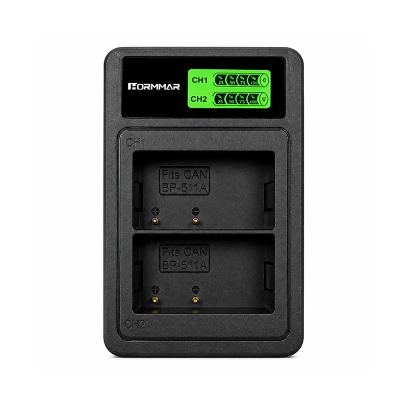 BP-511 BP-511A USB Dual Battery Charger for Canon EOS 300D 10D 20D 30D 40D 50D 5D D30 D60 G6 Cameras