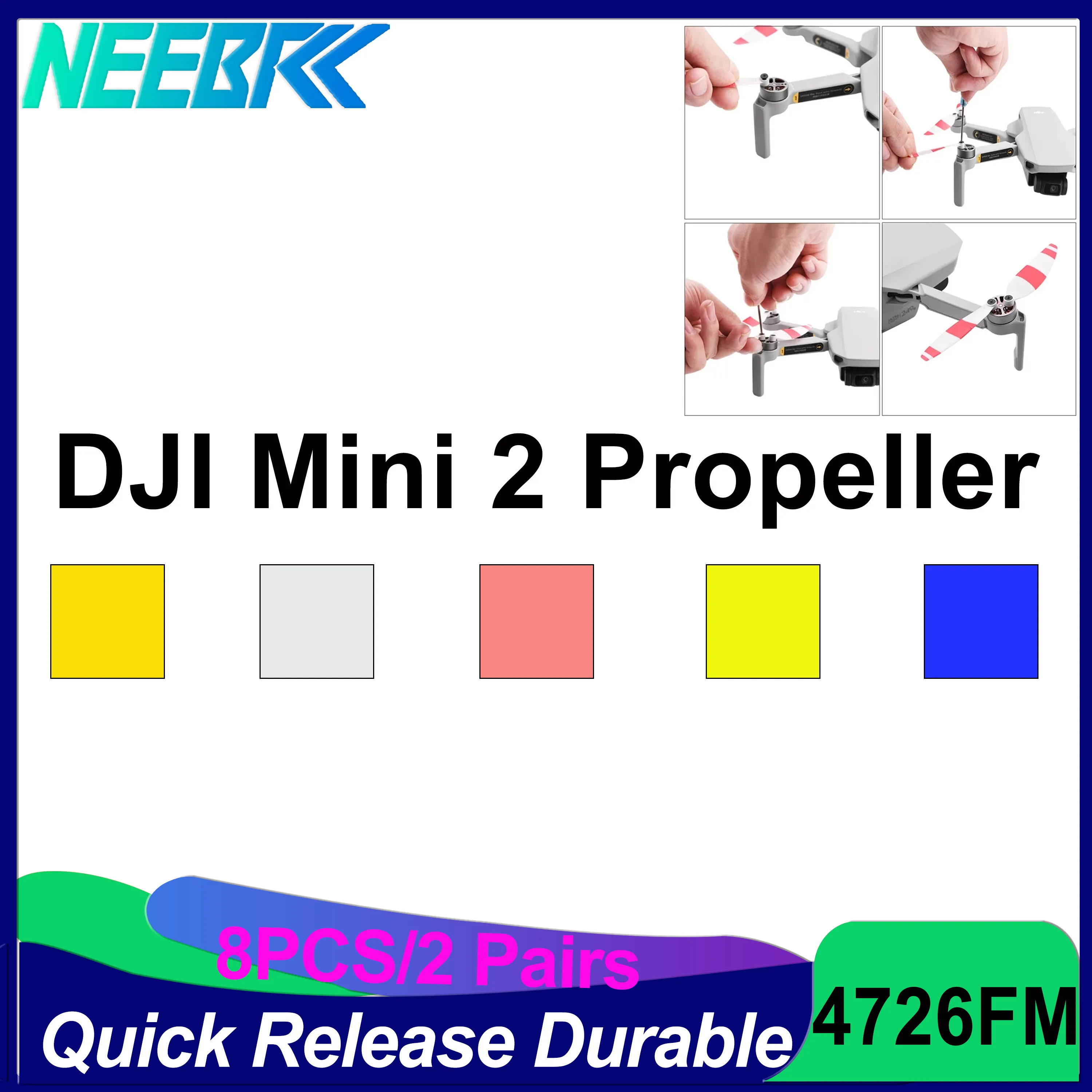 8PCS 4726FM Propeller Colorful Quick Release Durable for DJI Mavic Mini 2 Drone Replacement Blade Wing Fans Plane Spare Parts