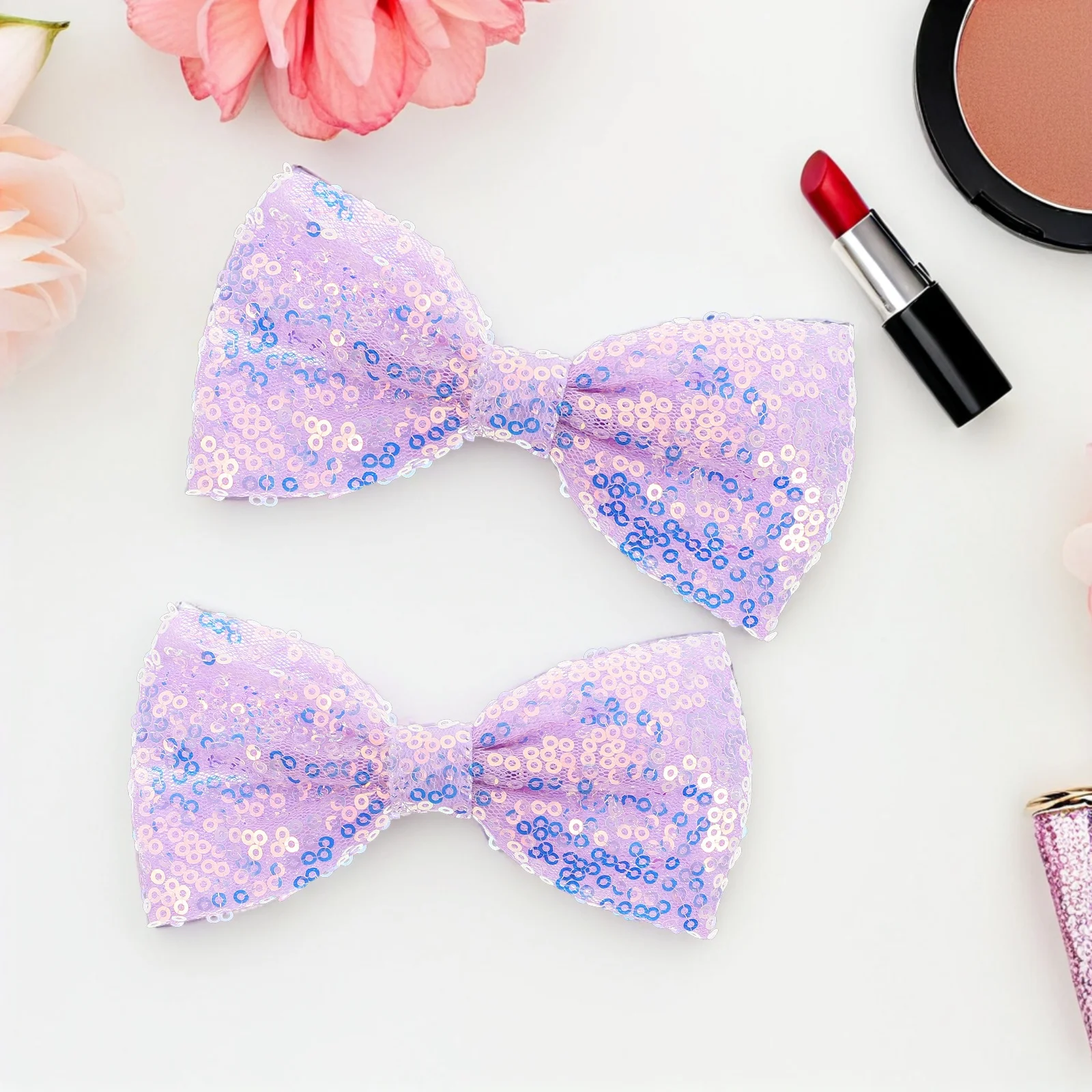 

6pcs Children'S Accessories Baby Girl Hair Clips Glitter Bows Sparkling Sequin Hairpins Secure Grip For Kids Toddlers Party