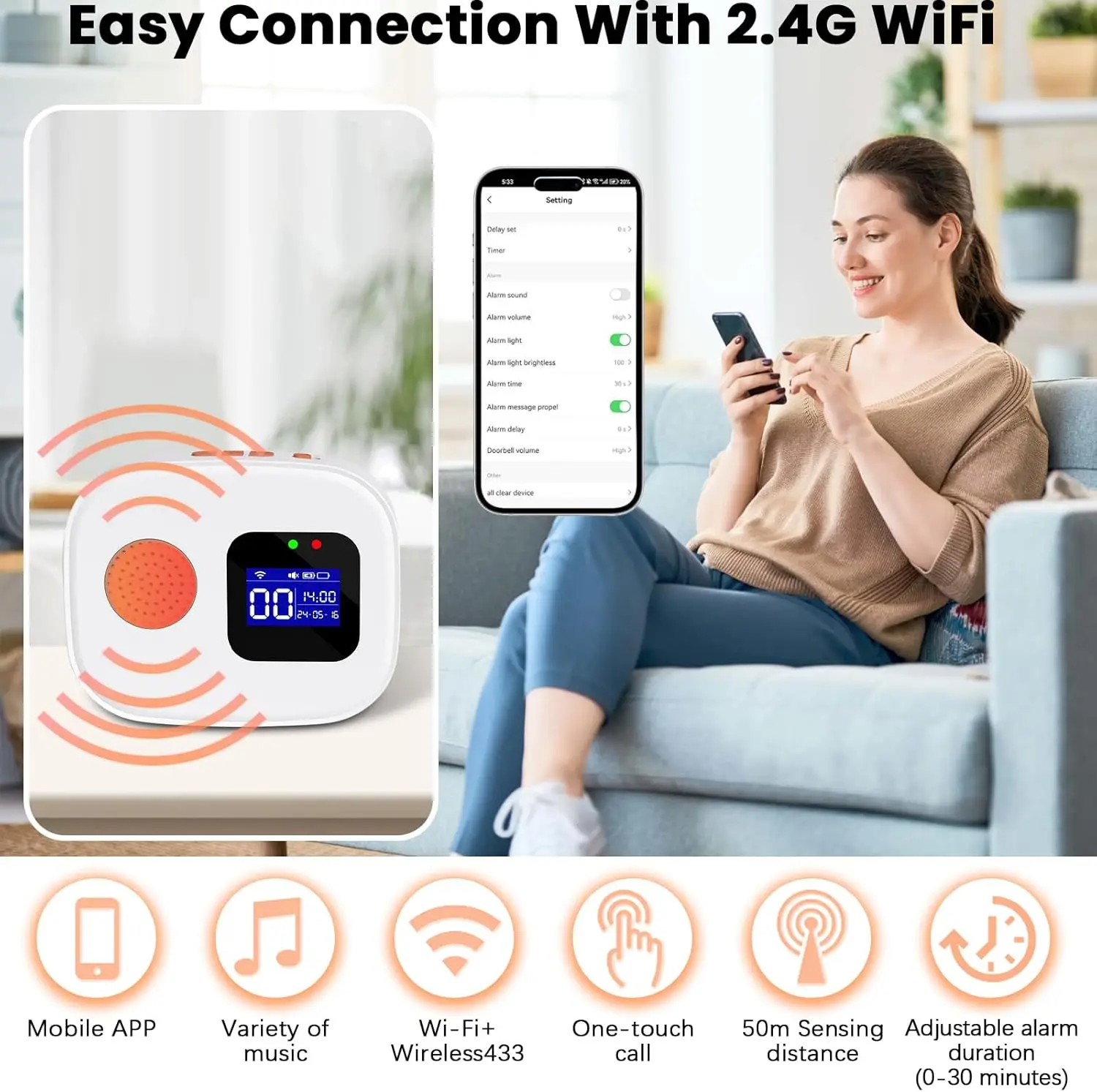 Tuya WiFi Smart SOS Call Button Wireless Caregiver Pager Phone Alert Transmitter Emergency Call Button For Kids Elderly Patient