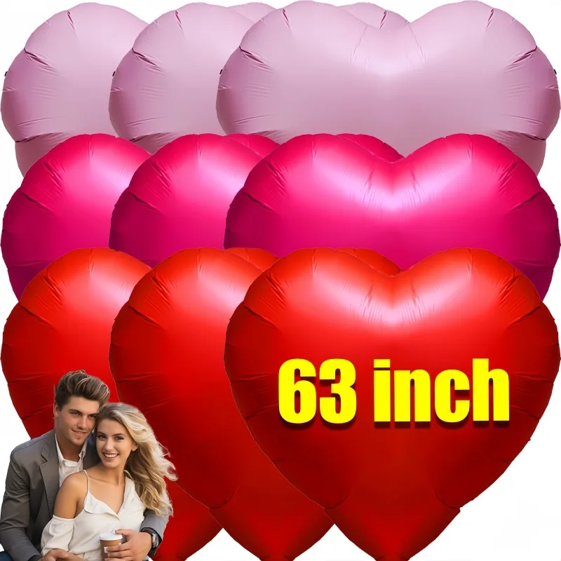 63Inch Giant Heart Shaped Balloons Love Aluminum Film Balloons for Birthday Wedding Party Anniversary Valentine's Day Decoration