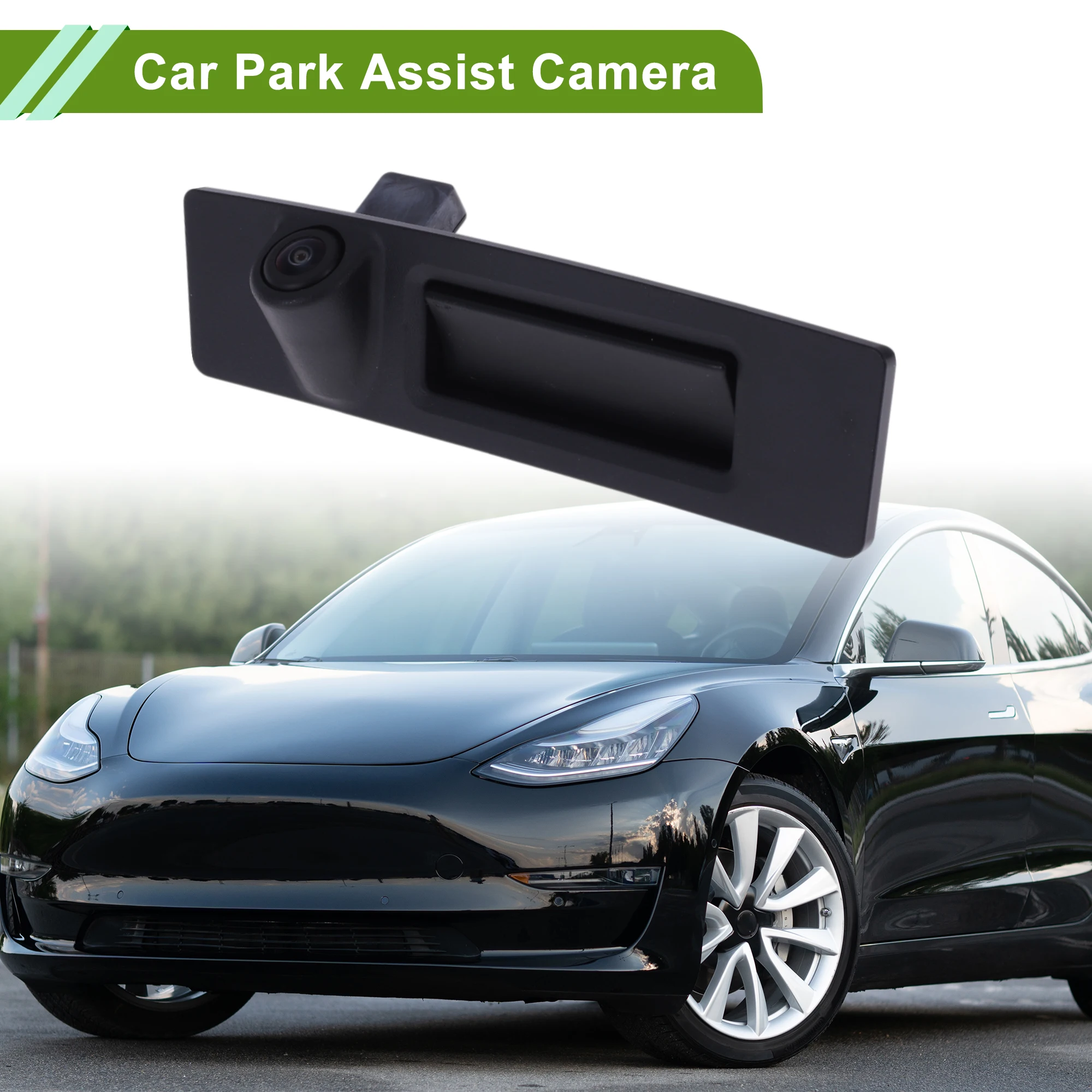 UXCELL Car Park Assist Camera Rear View Backup Reverse Camera with Tailgate Handle for Tesla Model 3 2017-2021 No.109594900E 1Pc