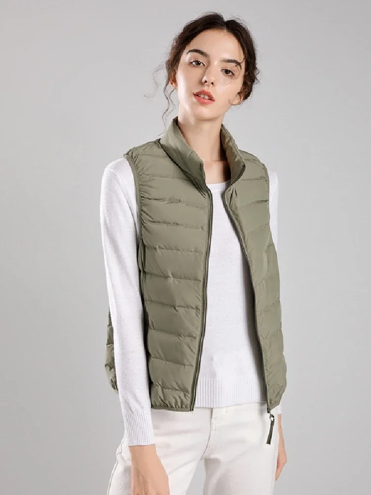 Veste en Duvet de Canard Blanc Ultraléger pour Femme, Vêtement d'Extérieur Décontracté, Gilet Chaud Coupe-Vent, Tissu 256, Nouvelle Collection 90%