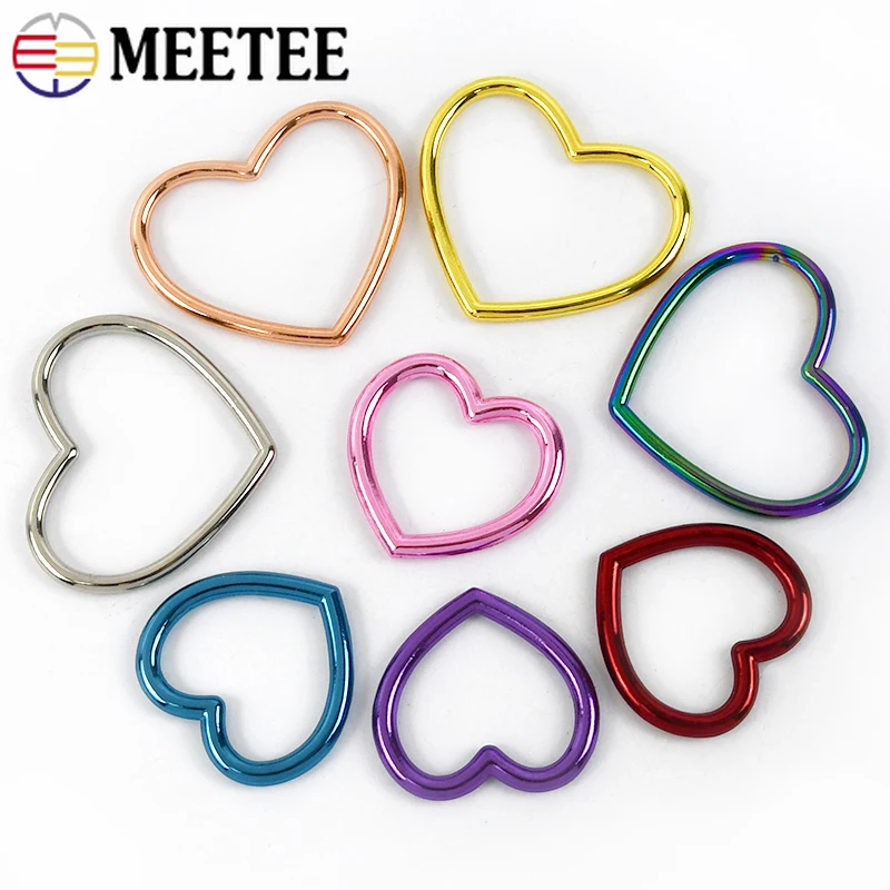 5Pcs Heart Metal Buckles for Bag Strap O Ring Hooks Webbing Belt Clasp Dog Collar Connector Hanger Loop DIY Hardware Accessories