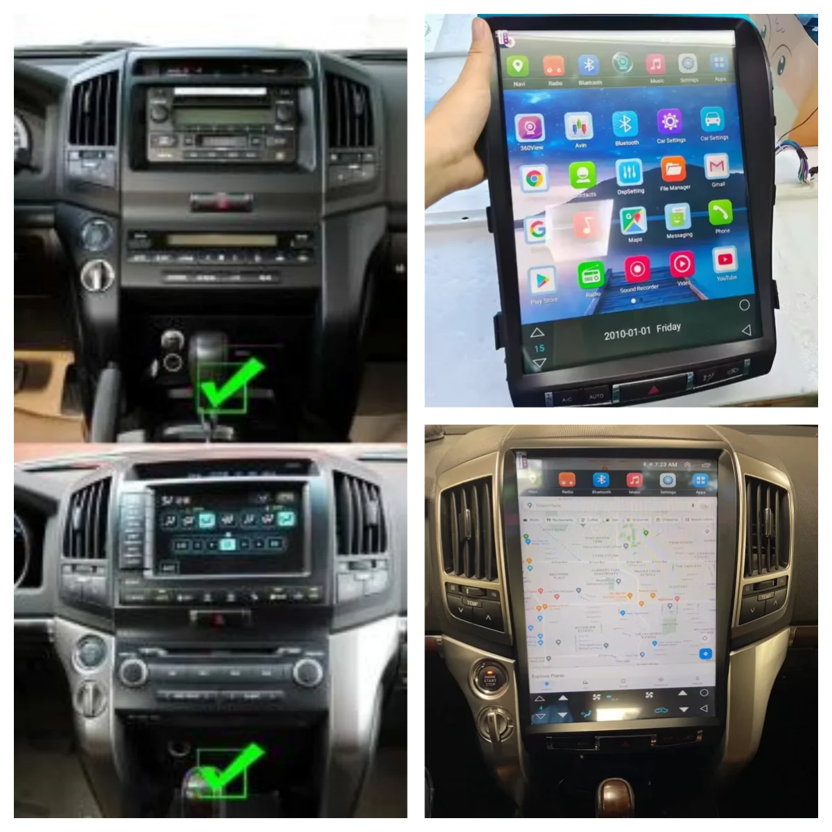 15.6 inch Car Video Player Radio For Toyota Land Cruiser 200 LC200 2008 - 2015 Android 14 IPS Screen Navigator Multimedia BT 5.0