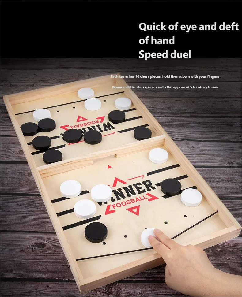 Gowinbaby Holz-Sling-Puck-Spiel Doppelspieler Katapult-Schach Eltern-Kind Interaktives Lernbrettspiel für Kinder – Detail 2