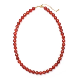 ZMZY Red Agates Natural Stone Beads Necklace Women Men Genuine Healing Red Chains Round Choker Jewelry