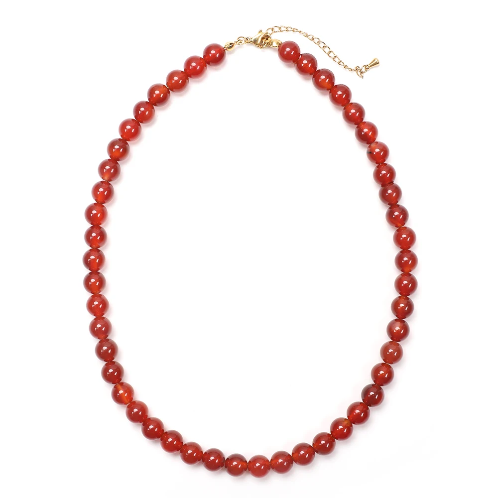 ZMZY czerwone agaty naszyjnik z koralików z kamienia naturalnego kobiety mężczyźni oryginalne uzdrawiające czerwone łańcuszki okrągły Choker biżuteria