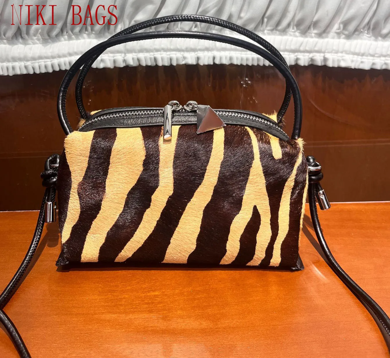 NIKI BAGS new luxury design leather small square bag horsehair bag hand-held cross-body commuting versatile hobo box bag
