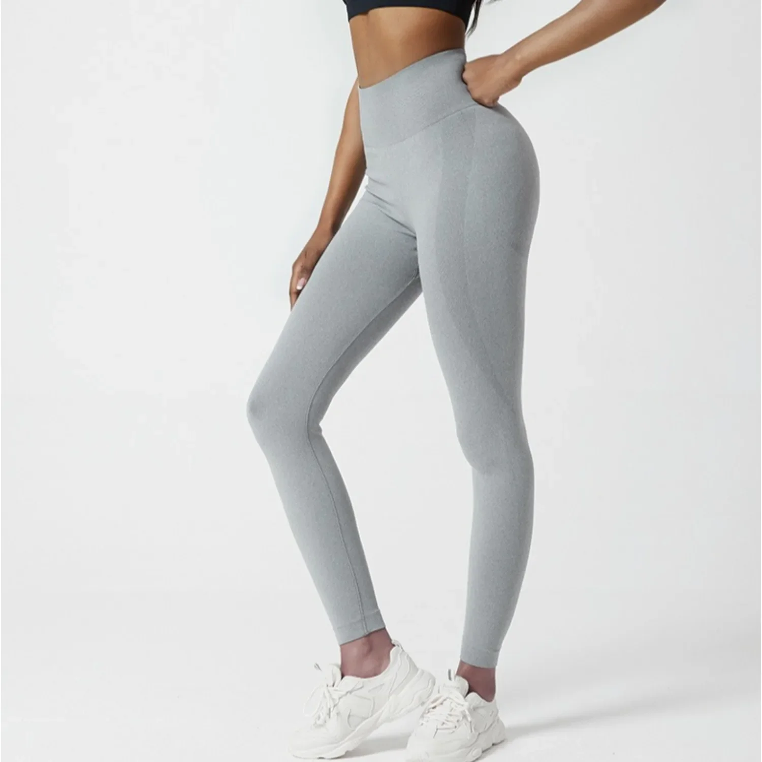 Seamless Women's Knitted Yoga Pants Gym High Waisted Hip Lifting Tight Fitting Sports Pants Exercise Running Fitness Leggings