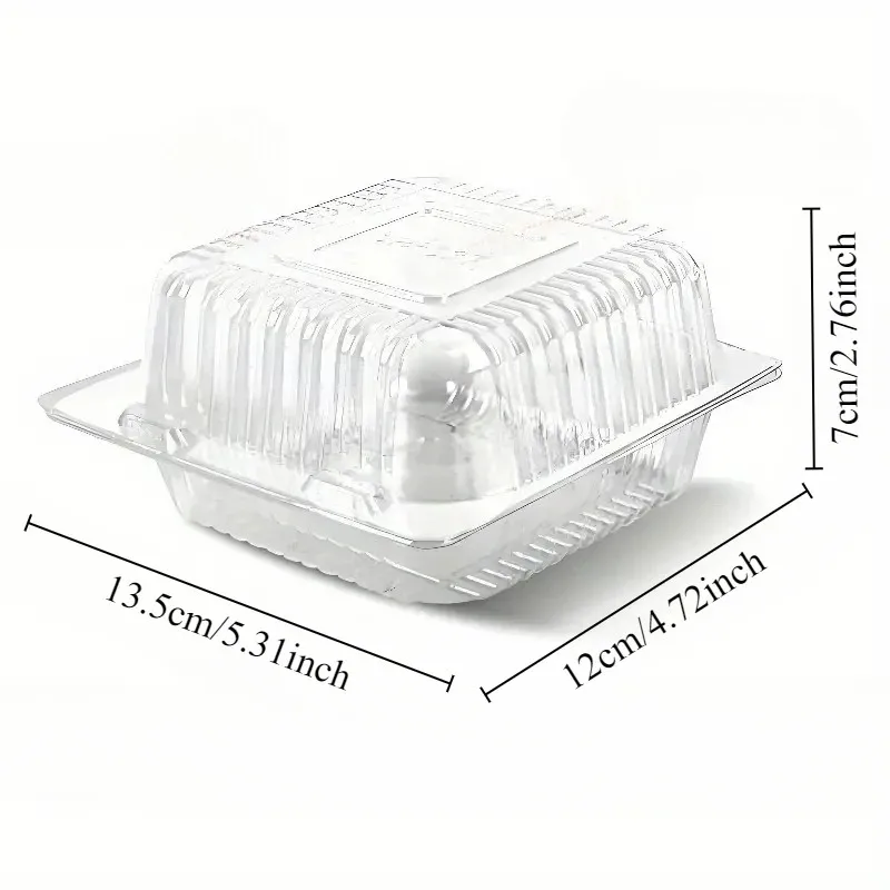 50/100PCS Transparent Plastic Cake Box with Flip Cover Square Dessert Box Wedding Party Mousse Fruit Cake Food Packing Box