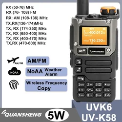 Quansheng UV-K6 Walkie Talkie 5W UV-K58 UV-K5(8) iki yönlü telsiz 50-600MHz tam bant alma tipi C şarj hava bandı DTMF NOAA