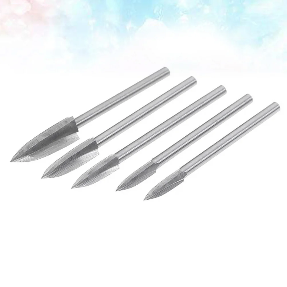 5Pcs 3mm Milling Cutter Head 3 Blades Engraving Tool for Wood Carving Marking Home Shop Silver Engraving Cutter