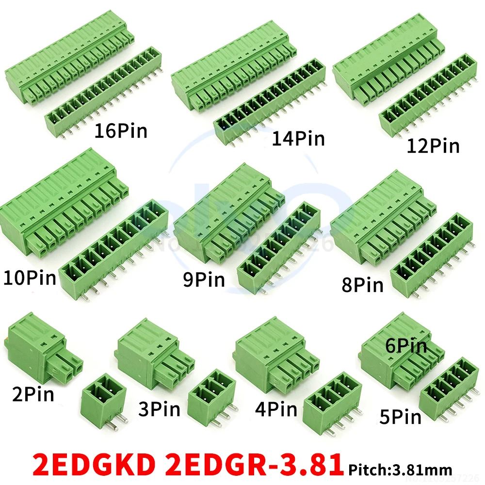 (5 Sets) KF 2EDGKD 2EDGR - 3.81mm spring-loaded terminal block Screwless quick-connect terminal set Complete set 15EDGKD/R 3.81