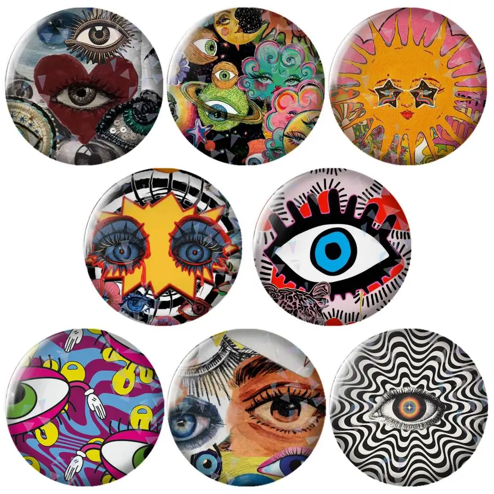 Big-g Eyes Trendy Print-t Lines Brooch Metal Decorative Brooch Pins for Backpack Clothes Jacket Accessories,Souvenir.