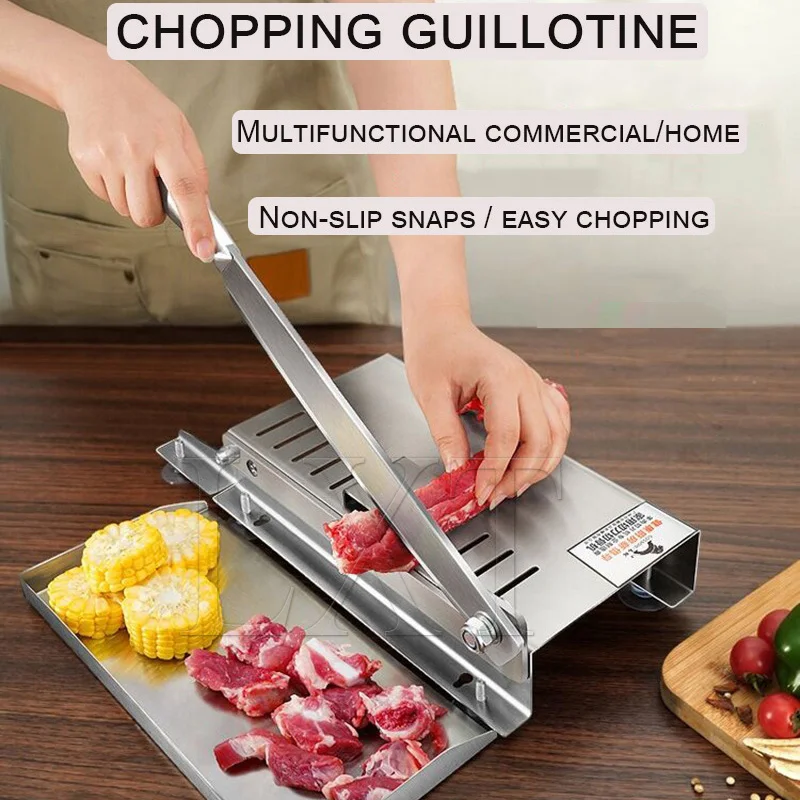 Manual Frozen Meat Slicer Stainless Steel Bone Cutter Rib Fish Chicken Beef Chopper Machine for Home Cooking Commercial