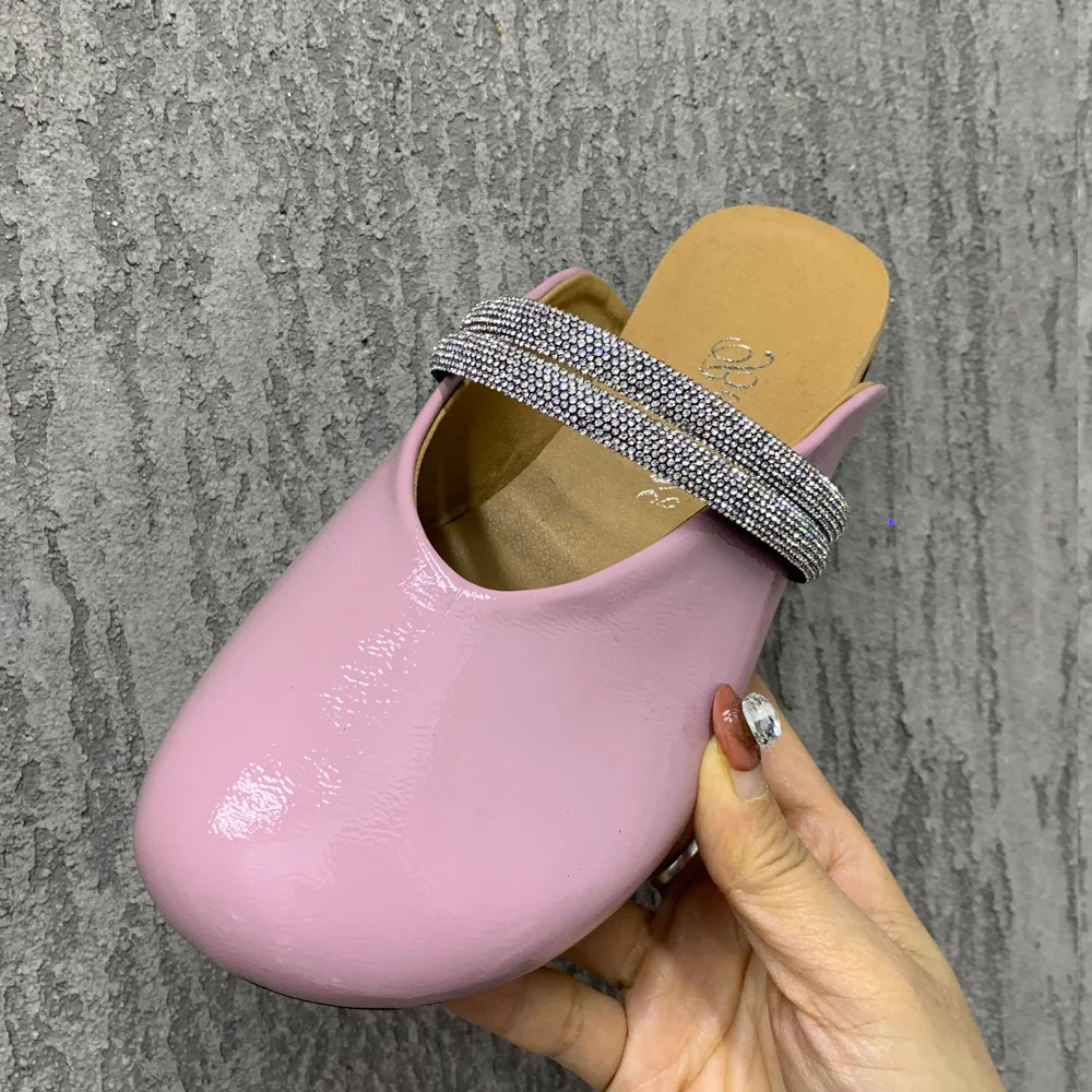 Women Slippers Rhinestone Fashion Summer Shoes For Women Flats Half Slippers Plus Size Women Mullers