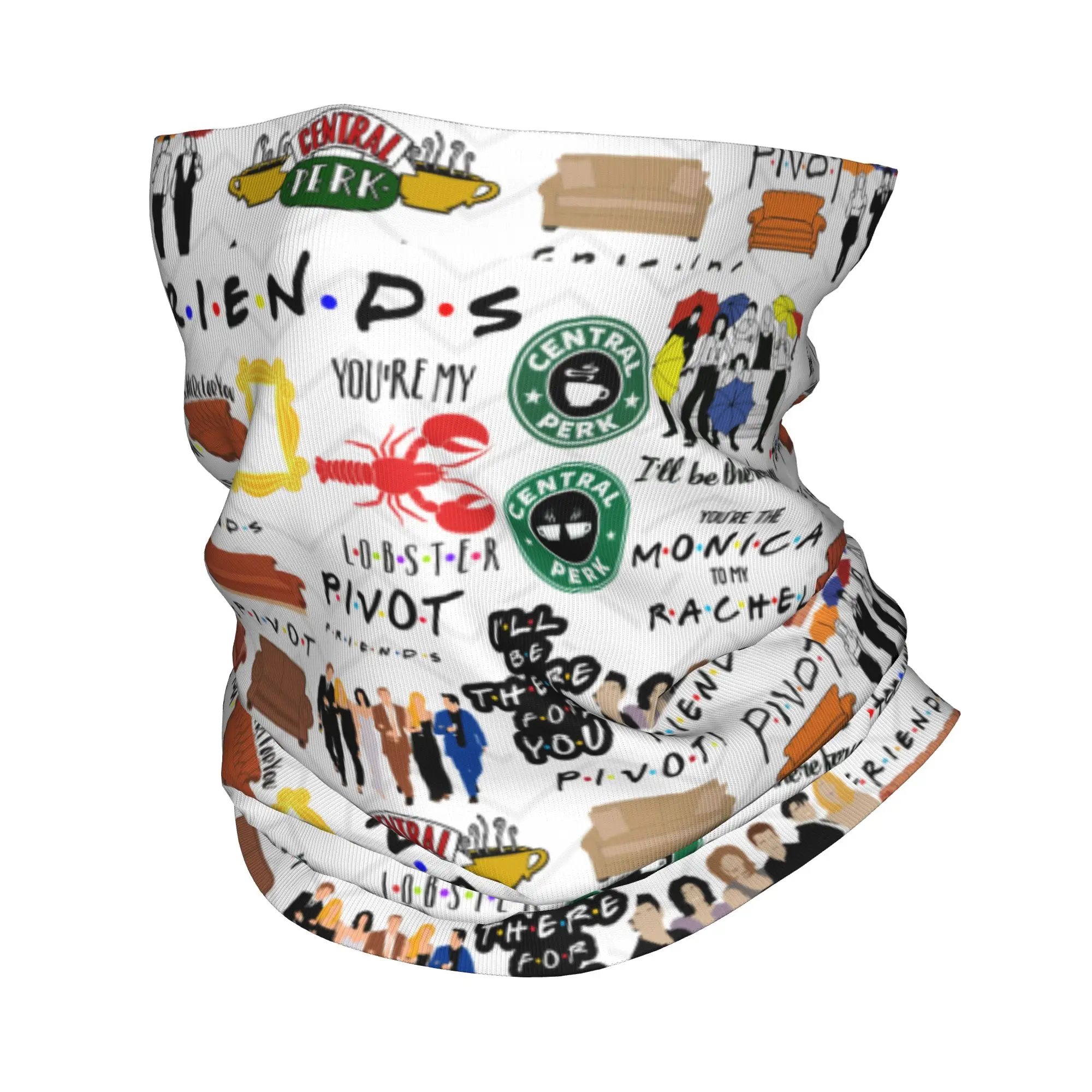 

Custom Vintage Friends Symbol Collage Bandana Neck Warmer Men Women Winter Ski Hiking Scarf Gaiter TV Show Face Cover