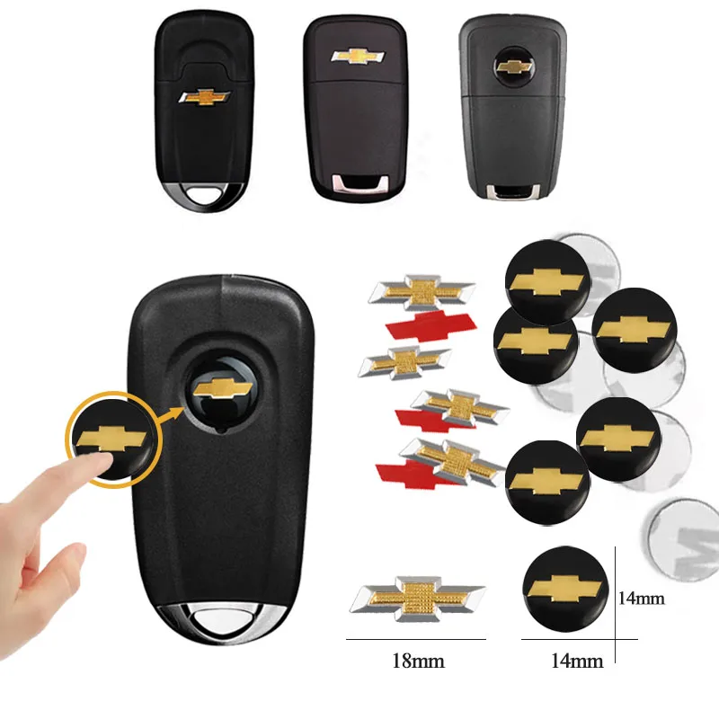 Metal Car Styling Key Shell Stickers 14/18mm Chevrolet Logo Badge Emblem For Chevrolet Silverado Malibu Cruze Blazer Spark Aveo