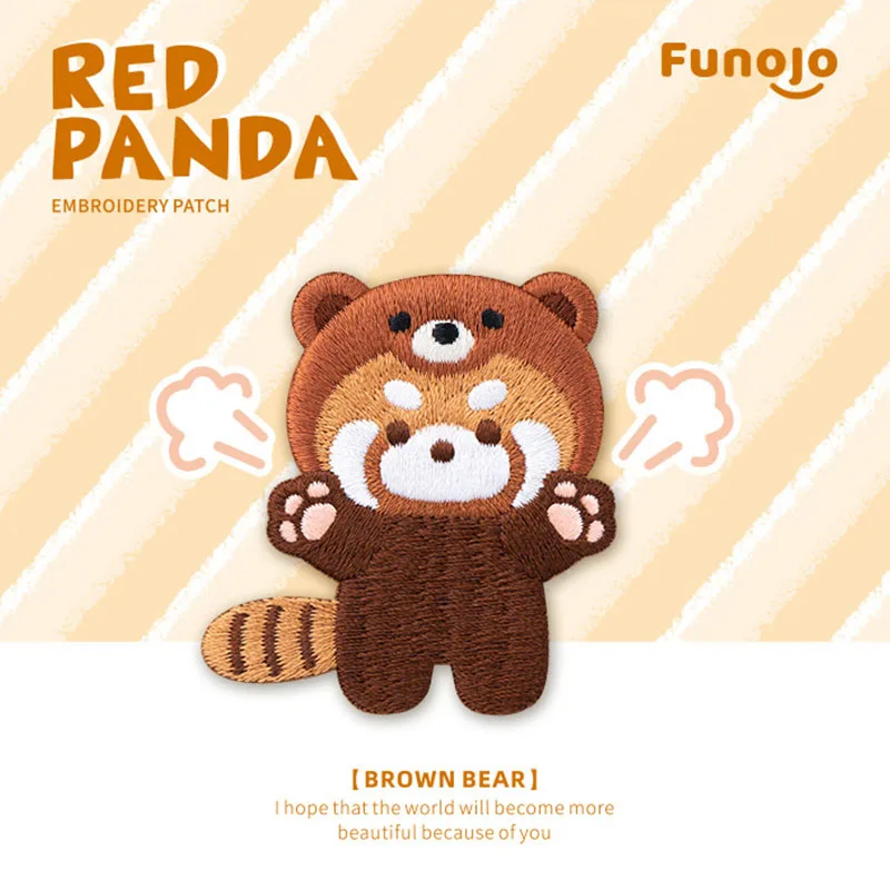 Parche bordado autoadhesivo de Panda Rojo para vendaje cruzado, bolsa de decoración de ropa móvil para iPad, pegatina Diy, aplique para rascar