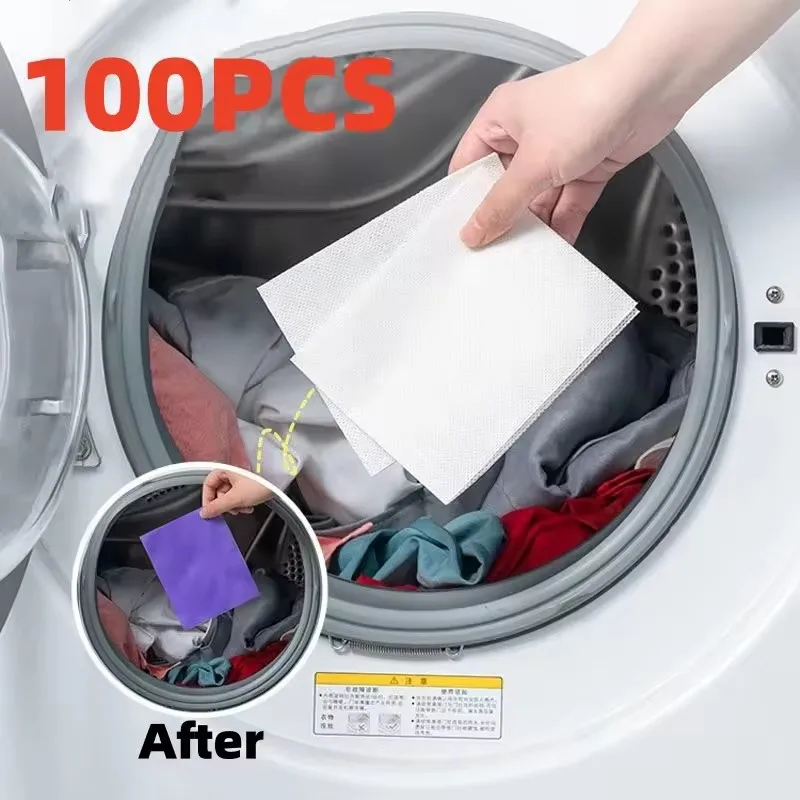 100/10PCS Laundry Tablets Laundry Paper Anti-Staining Clothes Sheets Anti-String Mixing Color Absorption Washing Accessories