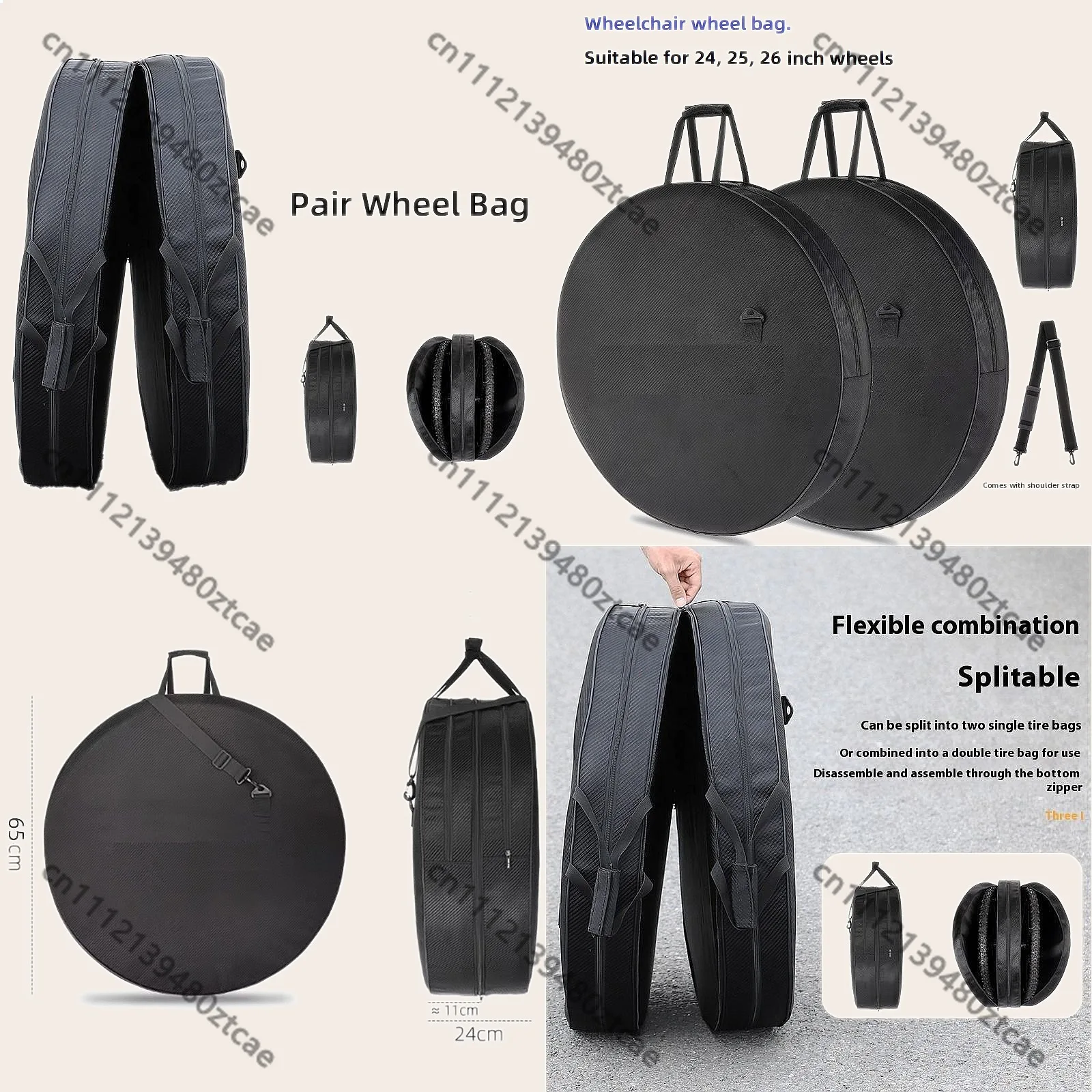 Oxford Cloth Waterproof Wheelchair Rear Wheels Bag Durable Protection for 2 Wheels