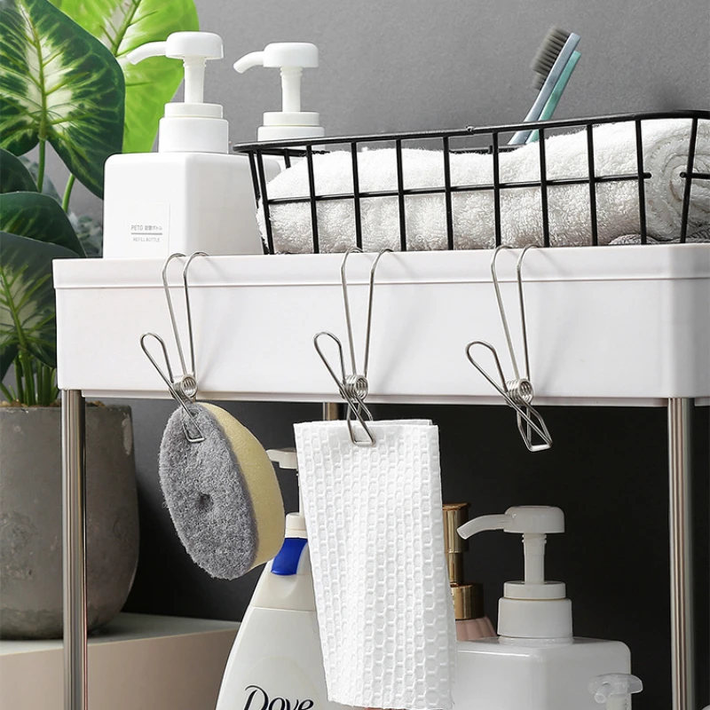 Multi Functional Stainless Steel Hook Clip With Long Tail And Hook For Home Storage, Socks Drying Clip, Windproof Spring Clip