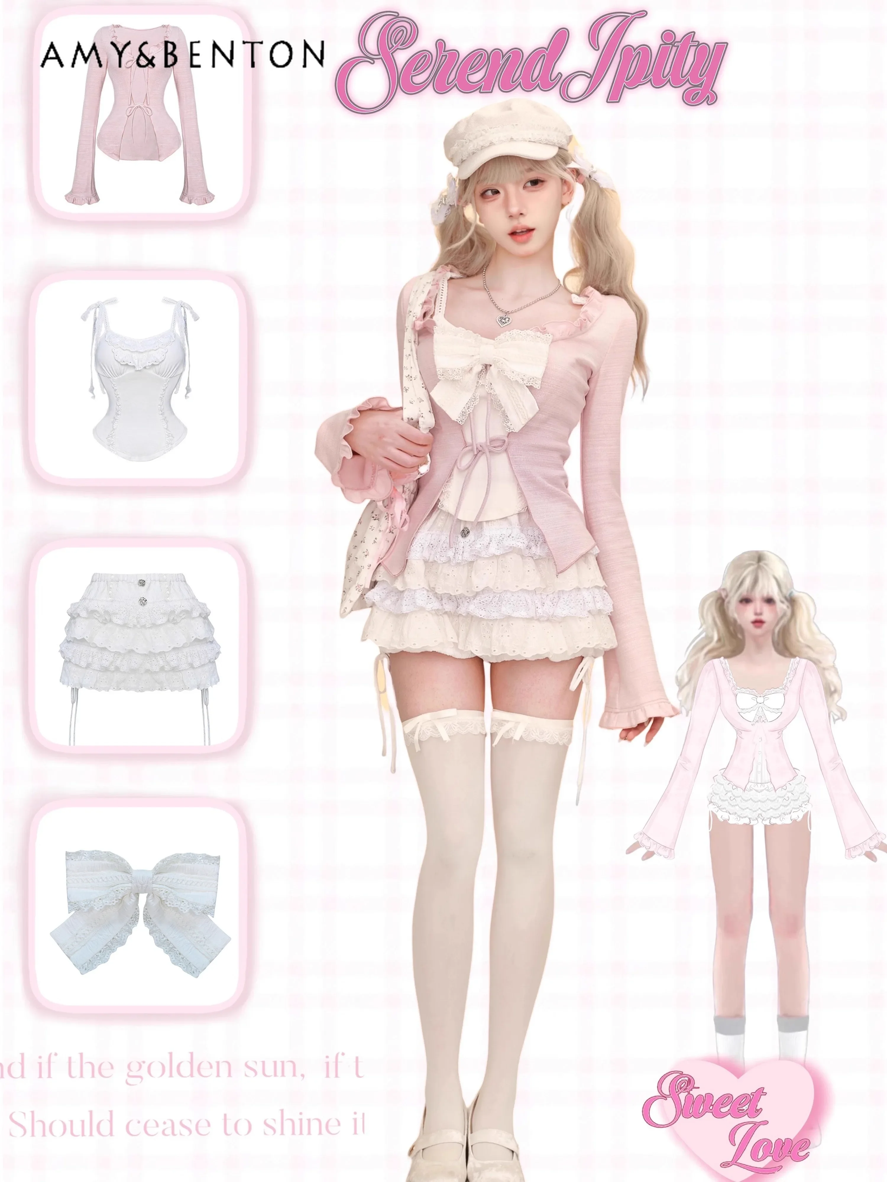 Doce quente menina arco fino suspender + bolo branco tutu saia + rosa plissado borda de manga comprida cardigan outono conjunto de três peças feminino