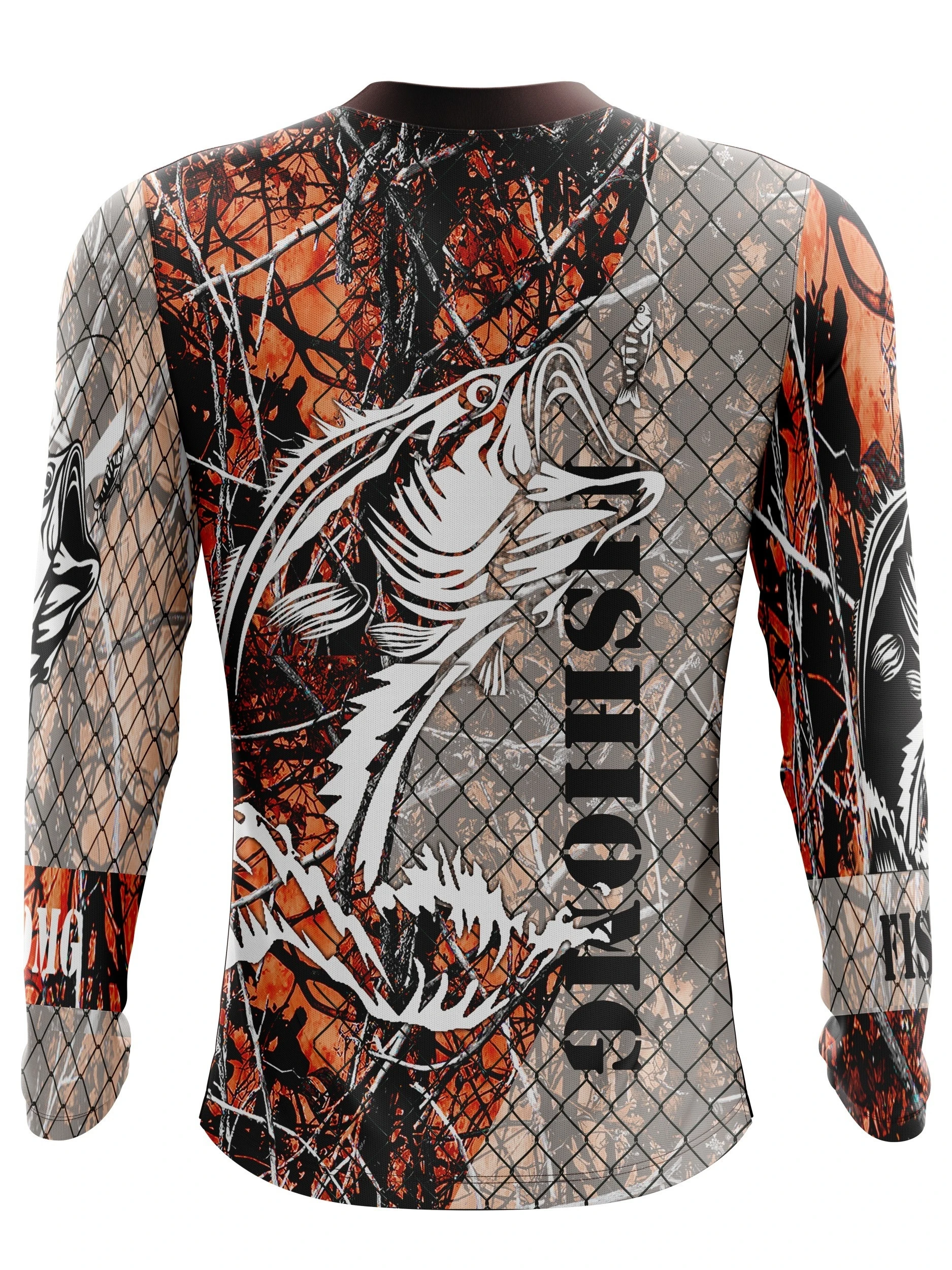 Carp Fishing Reed Camouflage Long Sleeve V Neck Jersey Family Matching Angler Outdoor Nature Printed Casual Daily Wear Top