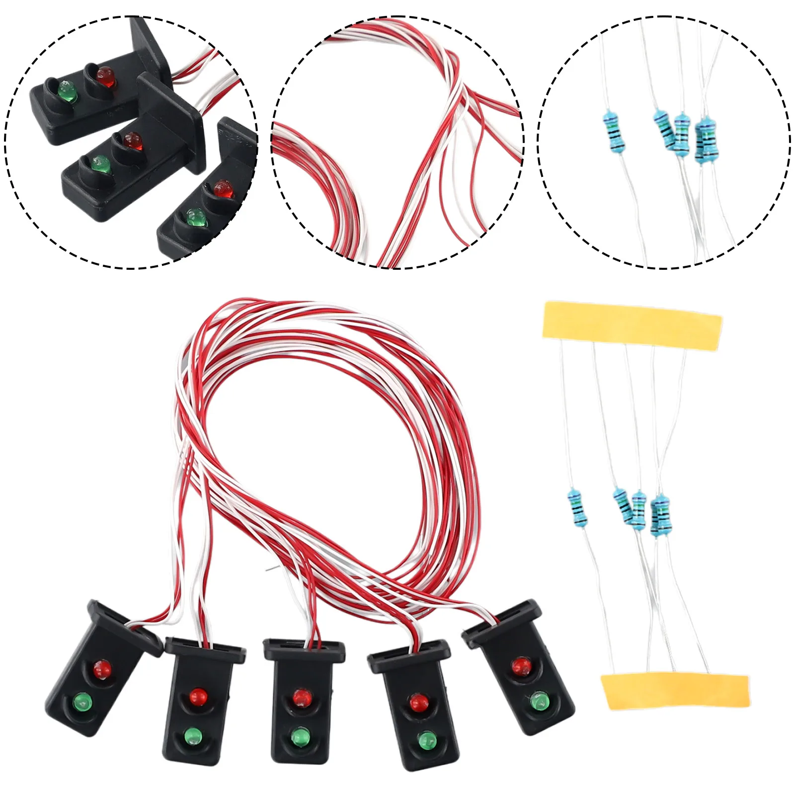 Model Light Railroad Dwarf Signals，Resistors Dwarf Green/Red Indoor Lampposts 1:87 Scale Dollhouse OO HO Gauge