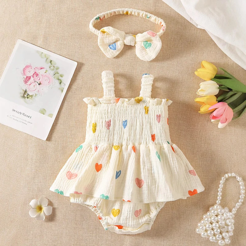 

Новинка 2026: Летний комбинезон для новорожденных девочек (0-24 месяца), без рукавов, из хлопка, с принтом