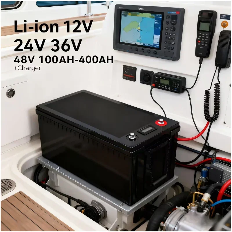 

Bluetooth BMS Li-ion/LiFePO4 Battery Pack 12V 24V 36V 48V 100Ah-400Ah with APP, Deep Cycle Lithium Battery for Solar Inverter, E