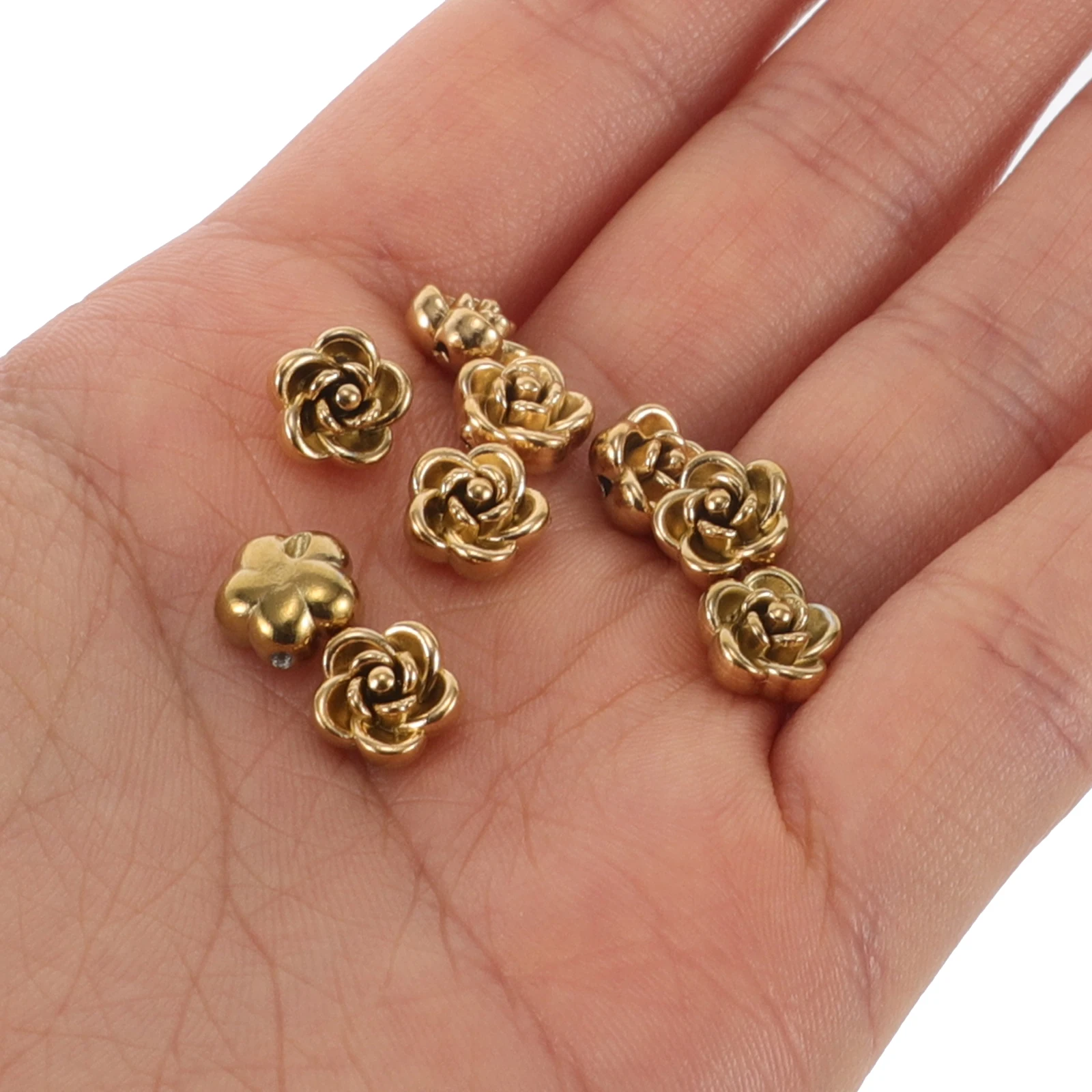 

10pcs Stainless Steel Rose Jewelry Making Supplies Diy Bracelet Necklace Crafting Accessories Durable Tarnish Resistant Metal