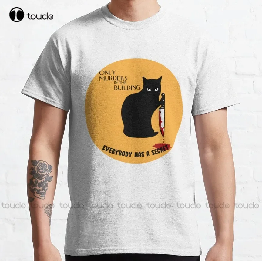 Cat Only Murders In The Building Classic T-Shirt Mens White Tee Shirts Outdoor Simple Vintag Casual T Shirts Xs-5Xl Custom Gift