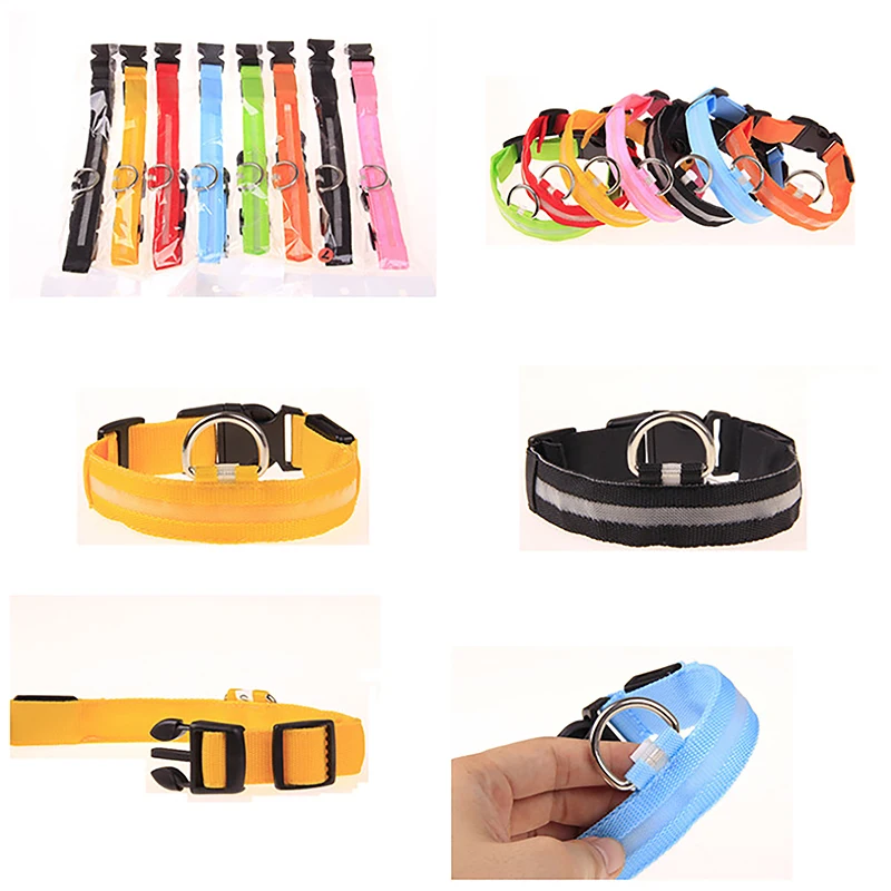 2024 Led Dog Luminous Collar Luminous Pet Durable Tensile Adjustable Collar With Insulated Sheet Dog Skin Dog Ring