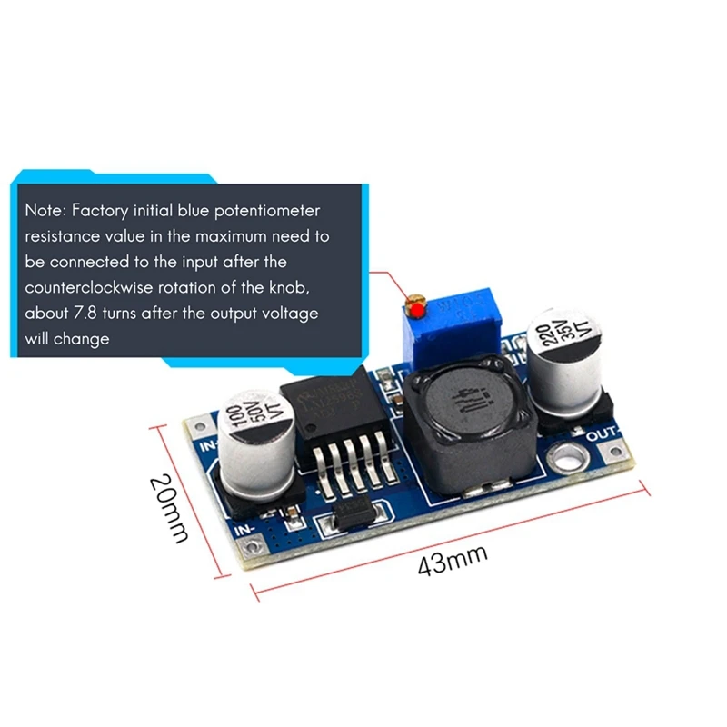 2 Pcs LM2596S-ADJ 3-40V DC-DC Adjustable Voltage Regulator Powers Module Board 3A Buck Converter Blue-Black